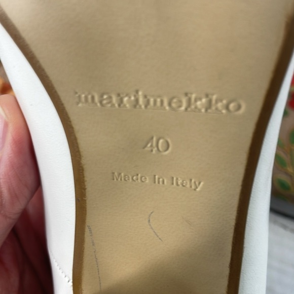 Marimekko White Block Heel Leather Ankle Strap Heels - Picture 8 of 11